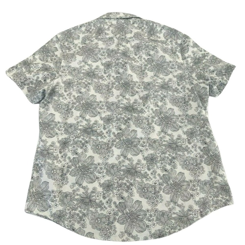 Penguin Men's Button-Down Short Sleeve Floral Slim Shirt Size XL Black/White